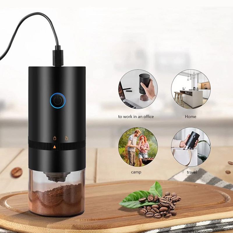 Elektromos kávédaráló USB újratölthető darálógép Otthoni utazás Hordozható diófélék szemek paprika kávébab fűszerdaráló
