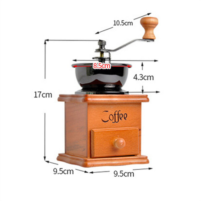 Класическа дървена ръчна кафемелачка от неръждаема стомана, ретро кафе на зърна, подправки, кафемашина, мелница, висококачествена керамика Millston
