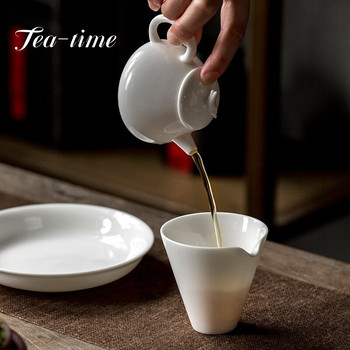 130 мл китайски бял порцеланов чайник DehuaJade Домакински чайник Ръчно изработена керамика Сервиз за чай Вратовръзка Guanyin Пуер Чаена церемония Подаръци