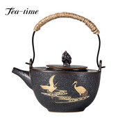 210 ml arbatinukas su kilpine rankena sidabro taškeliu japoniškas retro keramikos keramikos Kung Fu arbatos rinkinys su nerūdijančio plieno ekrano filtru