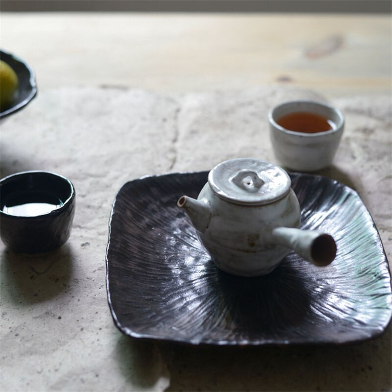 150 ml japán stílusú durva kerámia oldalsó fogantyús teáskanna kézzel készített vintage teáskanna Kung Fu Tea Master Pot kávés bögre ajándékcsomagolás