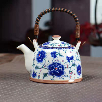 Висококачествен синьо-бял порцеланов чайник 900 ml Kung Fu Чаен сервиз Отопляема кана Чайна тенджера Чайници Пуер Чаша Китайска чаша Глина