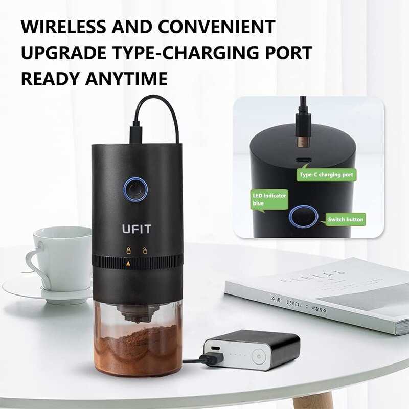 Actualizați râșnița electrică de cafea portabilă TYPE-C USB Charge Profesie Miez de măcinat ceramică Rasnita reîncărcabilă pentru boabe de cafea