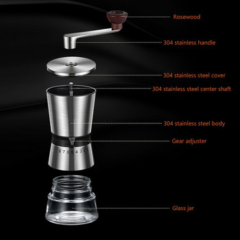 Φορητό Χειροκίνητο Μύλος Καφέ Χειροκίνητος Μύλος Καφέ με Κεραμικά Γρεζίνια 8 Ρυθμιζόμενες Ρυθμίσεις φορητά Εργαλεία Στρόφαλου Χεριού