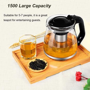 BORREY Heat Resistant Glass Teapot Infuser Διαφανές σετ ποτηριών τσαγιού Puer Oolong Tea Kettle Flower Tea Pot Βραστήρας τσαγιού 1500Ml