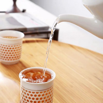 Голям капацитет Синя и бяла порцеланова тенджера за чай Керамичен чайник Творчески кух преносим чайник Кунг-фу съдове за чаша за чаша за чай