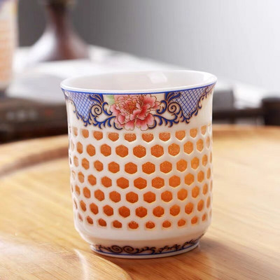 Ceainic din porțelan albastru și alb, de mare capacitate, ceainic din ceramică, ceainic portabil, cu gol, Kung Fu, cană de ceai de birou