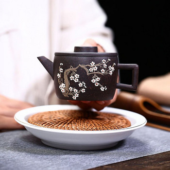 180ml Αυθεντικό Yixing Teapot Purple Clay Teapot Raw Ore Black Mud Painted Plum Customized Master Handmade Chinese Tea Set δώρο