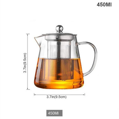 Seturi de ceai cafea ceainic din sticlă rezistentă la căldură cu infuzor din oțel inoxidabil Recipient încălzit ceainic fierbător transparent bun Droshipping