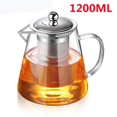 Seturi de ceai cafea ceainic din sticlă rezistentă la căldură cu infuzor din oțel inoxidabil Recipient încălzit ceainic fierbător transparent bun Droshipping