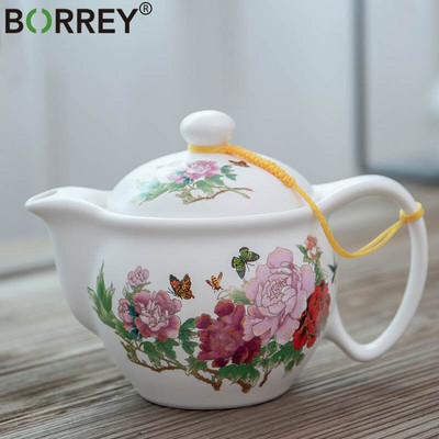 BORREY 350 ml kerámia teáskanna infuser Jingdezhen porcelán teáskanna rozsdamentes acél szűrővel Puer vízforraló kék-fehér teáskészlet