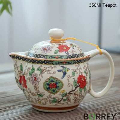 BORREY 350 ml kerámia teáskanna infuser Jingdezhen porcelán teáskanna rozsdamentes acél szűrővel Puer vízforraló kék-fehér teáskészlet