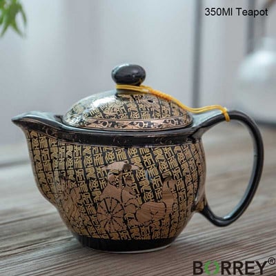 BORREY 350 ml kerámia teáskanna infuser Jingdezhen porcelán teáskanna rozsdamentes acél szűrővel Puer vízforraló kék-fehér teáskészlet