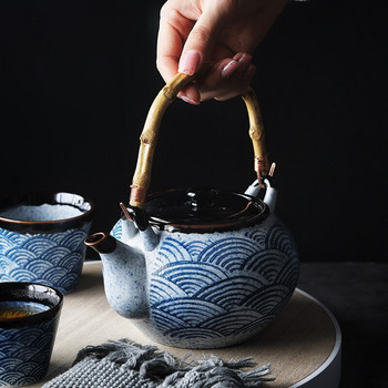 Японски стил Домакински морски пулсации Чайник Керамична чаша за чай Творческа кунг-фу чаша за вода Ресторант Офис Филтър Чайник Съдове за напитки