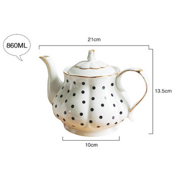 860ml Αγγλικό απογευματινό σετ τσαγιού Τσαγιέρες Bone Porcelain Wave Point Stripe Ζωγραφισμένο στο χέρι Χρυσό μπρίκι Creative Coffee Pot απλός βραστήρας