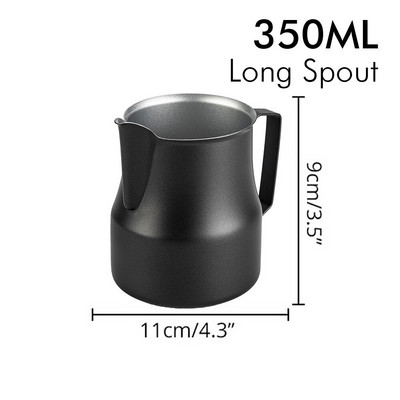 Pieno putojimo ąsotis nerūdijančio plieno Profesionalus pieno plakimo ąsočiai Barista Espresso garų puodelis Ilgas suapvalintas snapelis 350/550/750ml