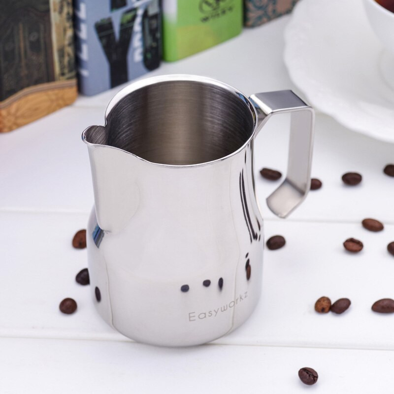 Pieno putojimo ąsotis nerūdijančio plieno Profesionalus pieno plakimo ąsočiai Barista Espresso garų puodelis Ilgas suapvalintas snapelis 350/550/750ml