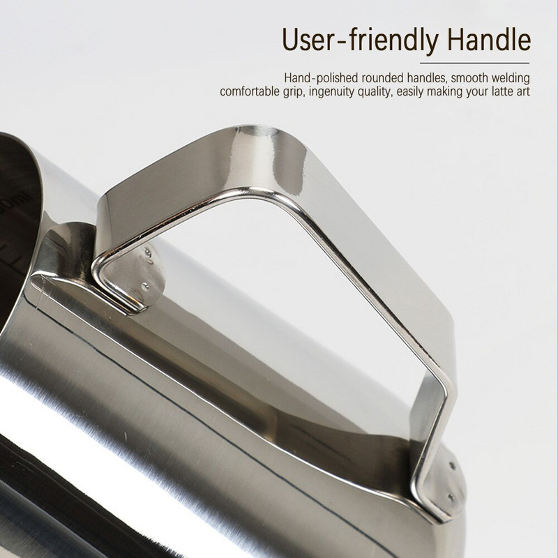 Espressokohvi piimavahustamiskann, roostevabast terasest mõõt, aurutuskann sees Barista Latte Art vahustaja tass 350/600 ml