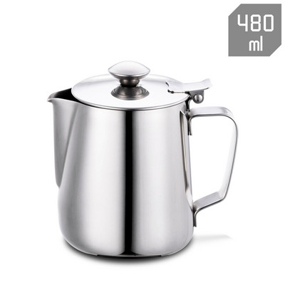 Vrč za pjenjenje mlijeka od nehrđajućeg čelika s poklopcem Espresso Barista Cappuccino Vrč za kavu Mlijeko Šalica za latte mlijeko za kućni kafić