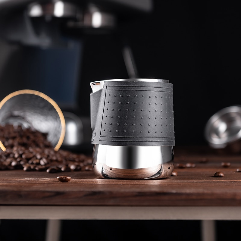 350 мл силиконова кана за разпенване на мляко от неръждаема стомана, кафе, еспресо, задушаващо бариста, занаятчийски лате, капучино, кана за мляко, чаши за лате