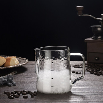 350/600ml Glass Milk Frothing Pitcher Διαφανής Espresso Αχνιστής καφέ Cappuccino Cream Froth Pitcher Barista Accessories