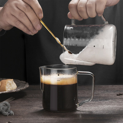 350/600 ml-es üveg tejhabos kancsó átlátszó eszpresszó gőzölő kávé cappuccino tejszínhabos kancsó Barista tartozékok
