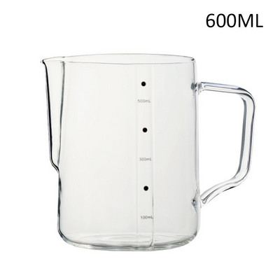 350/600 ml Стъклена кана за разпенване на мляко Прозрачно еспресо Кафе, варящо се на пара Кана с пяна за сметана и капучино Аксесоари за бариста