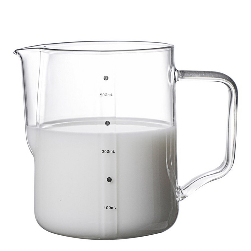 350/600 ml Стъклена кана за разпенване на мляко Прозрачно еспресо Кафе, варящо се на пара Кана с пяна за сметана и капучино Аксесоари за бариста