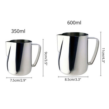 350/600ML Γάλα που αφρίζει στον ατμό Κανάτα από ανοξείδωτο χάλυβα Αντικολλητική κανάτα γάλακτος Τραβήξτε φλιτζάνι λουλουδιών για καφέ Cappuccino Latte Art