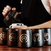 Кана за разпенване на мляко, Кана за разпенване на кафе от неръждаема стомана, черна кана с незалепващо покритие, Кана за разпенване на мляко, Кана с лого Направи си сам