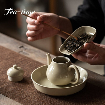 140 мл ретро керамичен чайник с глазура от растителна пепел Японска малка единична тенджера Кунг-фу чай Майсторски тенджери с цедки Домакински прибори за чай