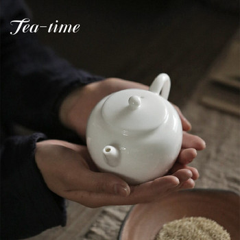 250 мл бял порцеланов чайник Dehua, ръчно изработена хоризонтална тенджера с филтър, керамичен чайник, малка тенджера, домакински кунг-фу комплект прибори за чай