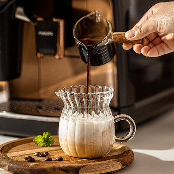 100/200/370ml Διαφανής γυάλινη κανάτα γάλακτος με λαβή που αφρίζει φλιτζάνι καφέ μοιραζόμενη κατσαρόλα Αφρός για καφέ