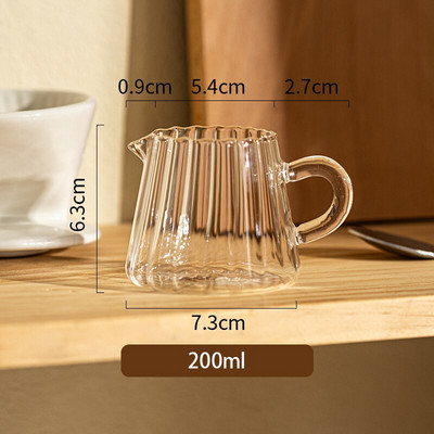 100/200/370 мл прозрачна стъклена кана за мляко с дръжка Чаша за разпенване на кафе Съд за споделяне Млечна пяна Кафе