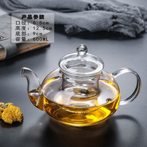 Hőálló üveg teáskanna átlátszó japán stílusú teáskanna infúzióval virágos kínai Puer teához, hordozható teáskanna 400-1000 ml