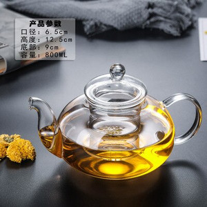 Hőálló üveg teáskanna átlátszó japán stílusú teáskanna infúzióval virágos kínai Puer teához, hordozható teáskanna 400-1000 ml