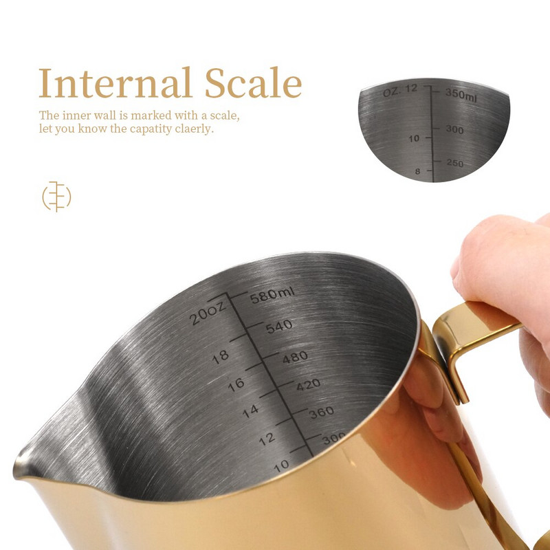 Кана за разпенване на кафе от неръждаема стомана Чаша с цвете за дърпане Чаша за капучино Мляко Чаши за еспресо Чаши за еспресо Latte Art Пенообразувател за мляко Кана за разпенване