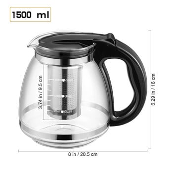 Τσαγιέρα Γυάλινος βραστήρας With Filter Pots Loose Infuser Pot Resistant Μεγάλο σουρωτήρι Teakettle Party Teapots Teaware Clear