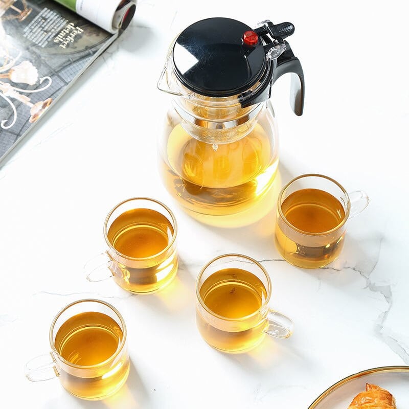 Arbatos rinkinys Karščiui atsparus stiklinis arbatinukas Kinietiškas Kung Fu arbatos rinkinys Puer virdulys Kavos stiklo virimo aparatas Patogus biuro arbatos puodo iškrovimas