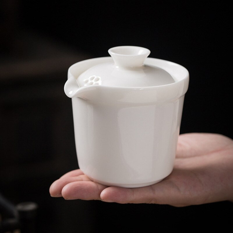 Kiniškas rankų darbo balto porceliano arbatinukas dramblio kaulo baltumo arbatinukas keramika Arbatos indas arbatos infuzinis Pu'er Oolong arbatos filtro virdulys