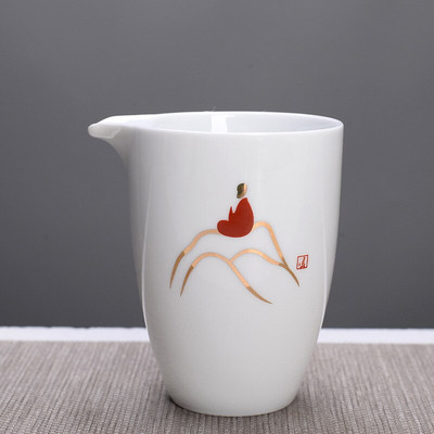 Aukštos kokybės balto porceliano arbatinukas Fair Cup arbatinukas rankomis dažytas arbatos virimo aparatas Kung Fu arbatos puodelis Gongdao puodelis arbatinukas 280ml