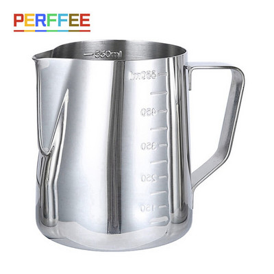 Espresso kavos pieno putų ąsotis nerūdijančio plieno štampuotas matavimo garų ąsotis Barista Latte Art putų plakiklio puodelis 350/600 ml