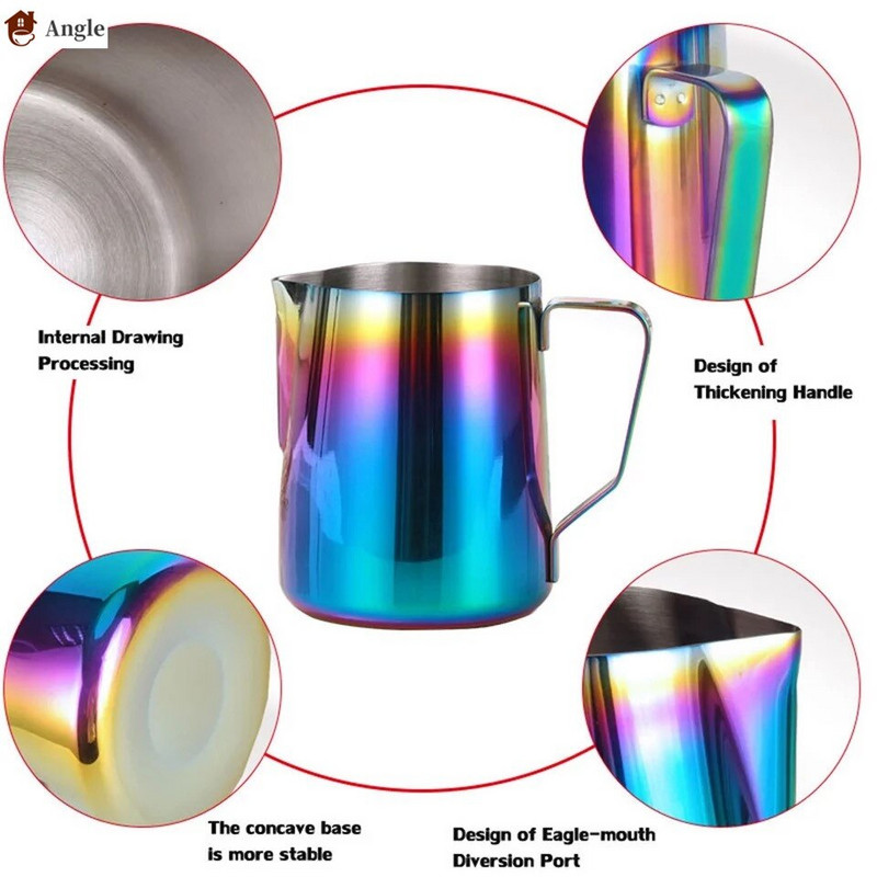 350/600ML Кана за мляко от неръждаема стомана 304 Кана за разпенване Кафе Разпенване на мляко Latte Art Млечна пяна CoffeTools