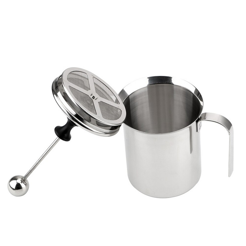 400/800ML rankinis pieno putų plakiklis Pieno putos tinklelis kavos putotuvas nerūdijančio plieno dvigubo tinklelio pieno grietinėlės virtuvės įrankiai