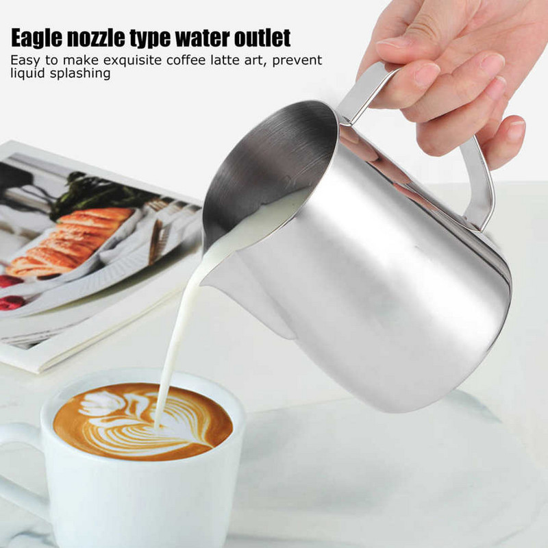 380 ml/400 ml/600 ml rozsdamentes acél hattyú tejkancsó tejhabosító csésze kávékancsó tejszínhabosító Latte Art stencil