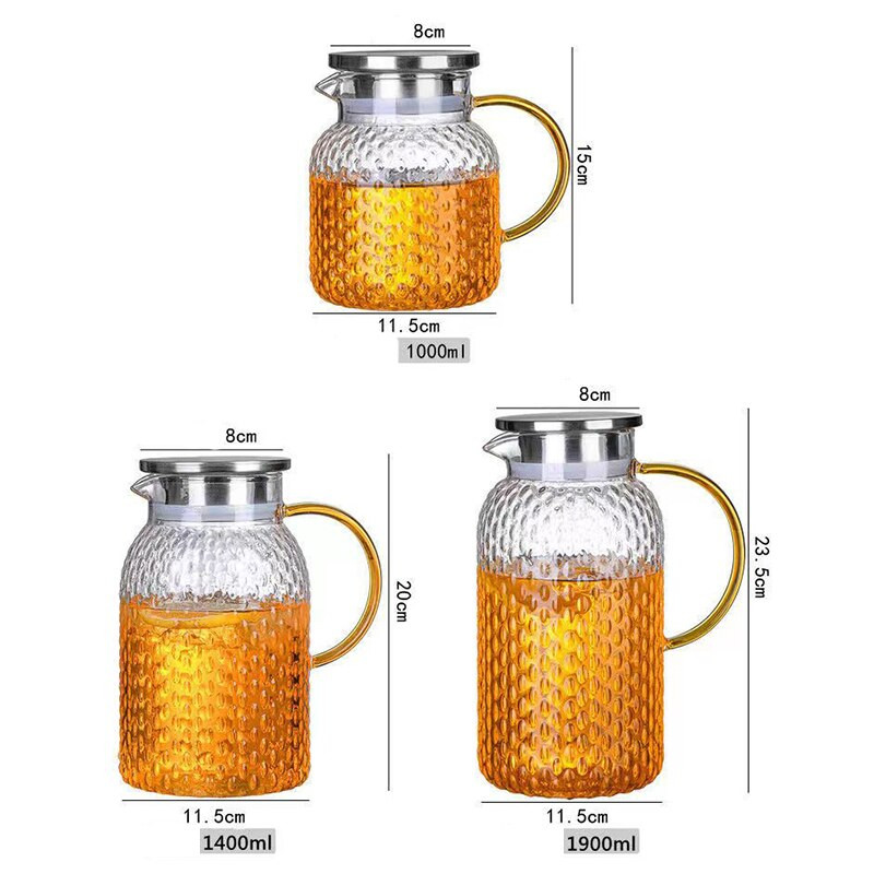 Didelės talpos karščiui atsparus stiklinis arbatinukas Vandens ąsotis Arbatos Puodas Arbatos Puodai Arbatos indai Arbatinukai vandeniui virti Virdulys Virdulio baras