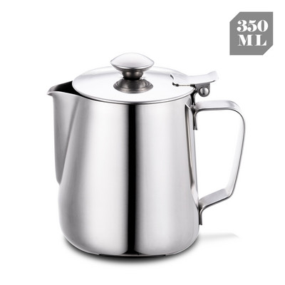 Nerūdijančio plieno kavos puodelis Pieno putojimo ąsočio ąsotis Nelašantis snapelis Puodelis su dangteliu Kremo puodelis namų kavinės barui (350 ml, 600 ml)