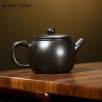 220ml Yixing Purple Clay Teapot Master Χειροποίητο Τσαγιού Μεγάλης Διαμέτρου Κατσαρόλα Ακατέργαστης Μαύρης Λάσπης Κινέζικο σετ τσαγιού Zisha Δώρα