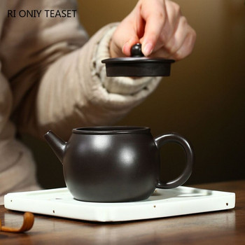 220ml Yixing Purple Clay Teapot Master Χειροποίητο Τσαγιού Μεγάλης Διαμέτρου Κατσαρόλα Ακατέργαστης Μαύρης Λάσπης Κινέζικο σετ τσαγιού Zisha Δώρα