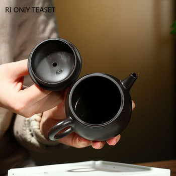 220ml Yixing Purple Clay Teapot Master Χειροποίητο Τσαγιού Μεγάλης Διαμέτρου Κατσαρόλα Ακατέργαστης Μαύρης Λάσπης Κινέζικο σετ τσαγιού Zisha Δώρα